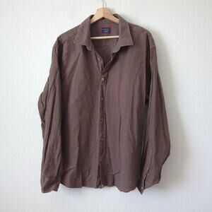 UNTUCKit‎ Mens Button Down Shirt Brown XXXL 3X 100% Cotton Mid-Weight